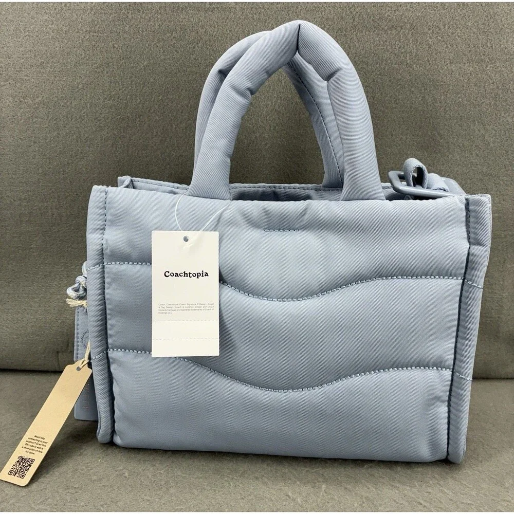 Coach Coachtopia Mini Puffy Tote Light Twilight Blue NWT Mushroom Patch Bag